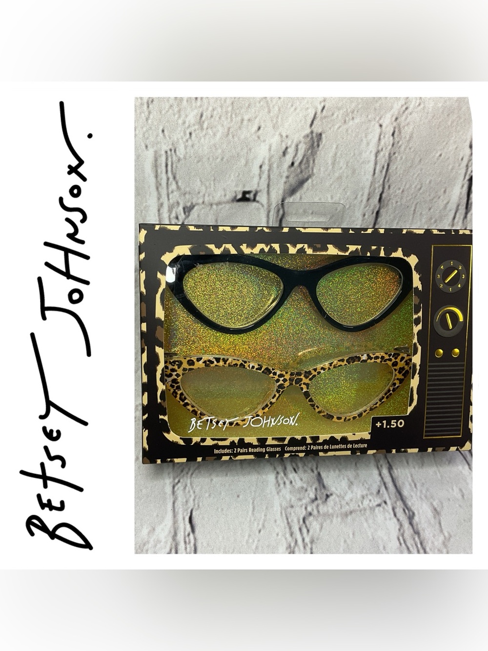 🌟🌟 Betsey Johnson Women’s Reading Glasses 2-Pack — Black & Leopard Print